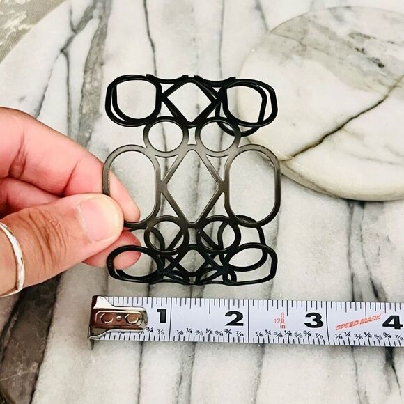 Abstract Metal Cuff Bracelet Black Gunmetal Openwork Design Wide Bangle - Picture 5 of 5